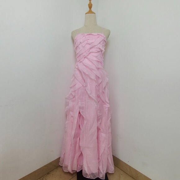 Aje Allaire Strapless Ruffled Shirred Faille Gown Chalk Pink - Picture 4 of 15